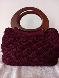 Borsa donna fatta a mano uncinetto cordino nautico