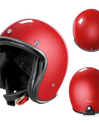 CASCO VINTAGE MOTO CUSTOM QUARTZ ROSSO GLITTERATO