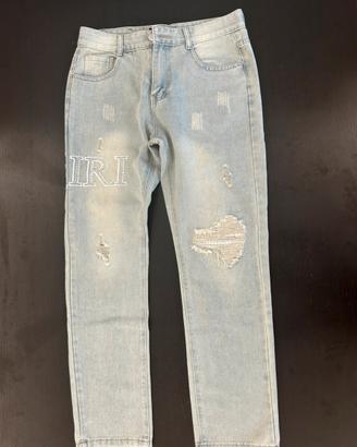 Jeans Amiri Crystal Logo Distressed