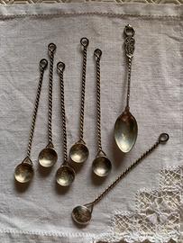 6+1  cucchiaini argento 800 anni 60