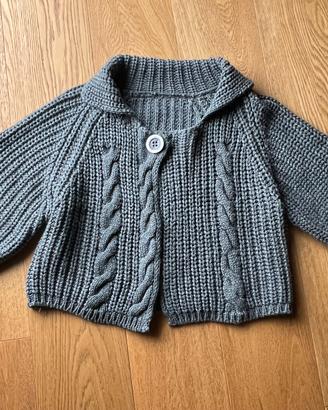 Cardigan grigio in lana e mohair
