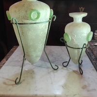 Due anfore in vetro di Murano lavorazione scavo