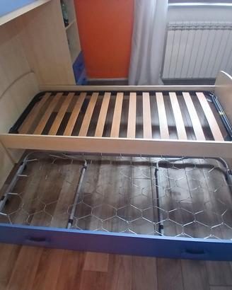 letto singolo con rete + letto a scomparsa