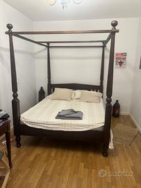 letto a baldacchino legno massello
