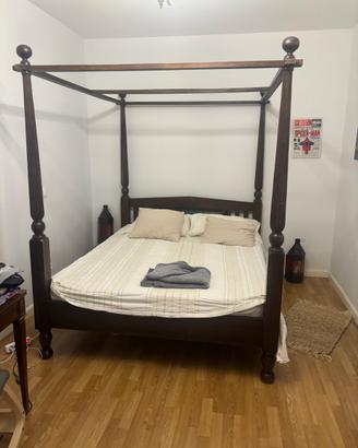 letto a baldacchino legno massello