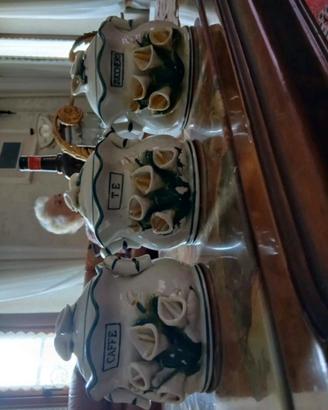Set 3 barattoli ceramica con calle a rilievo