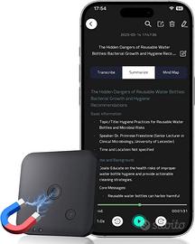 Registratore Vocale AI 64GB con Trascrizione