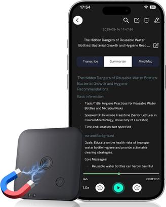 Registratore Vocale AI 64GB con Trascrizione