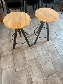 Coppia di sgabelli stile industrial legno metallo