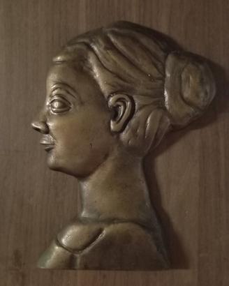 placca fusione bronzo volto di donna