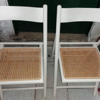 2 Sedie Pieghevoli Vintage Design Legno e Vimini