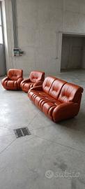 Salotto Vintage Anni '70/'80 in vera pelle 