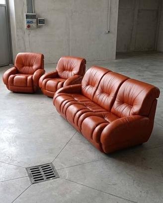 Salotto Vintage Anni '70/'80 in vera pelle 