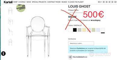 4 SEDIE KARTELL LOUIS GHOST.