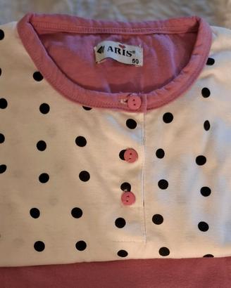 Pigiama donna leggero ARIS Tg. 50 - Bianco / Rosa