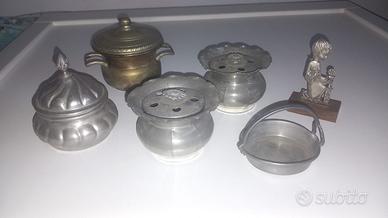 7 Oggetti Vintage in Peltro soprammobili