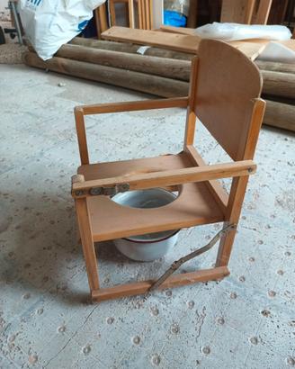 sedia da bagno antica in legno con vasino x b/i