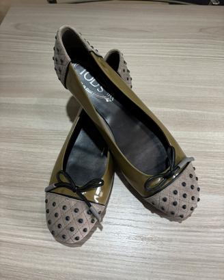 Ballerine tod’s in pelle verde misura 37 Nuove