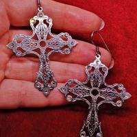 ARGENTO 925 orecchini croce stile gotico