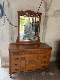 Coppia Mobile con specchio e cassettiera in legno