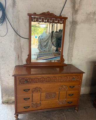 Coppia Mobile con specchio e cassettiera in legno
