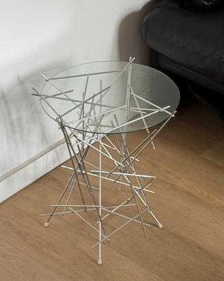 Tavolino Blow Up Alessi acciaio e vetro design