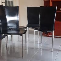 4 Sedie Calligaris in cuoio nero