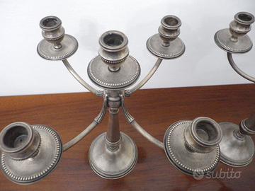 Coppia Candelabri 5 Luci Argento 800