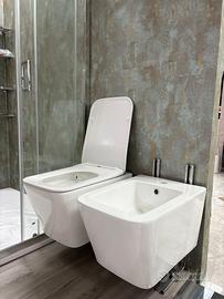COPPIA SANITARI SOSPESI CON COPRIWC  LINEA QUADRA