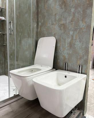 COPPIA SANITARI SOSPESI CON COPRIWC  LINEA QUADRA
