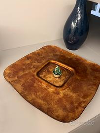 Piatto Centrotavola Quadrato | Effetto Bronzo Oro