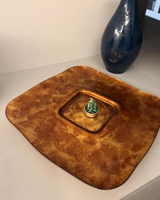 Piatto Centrotavola Quadrato | Effetto Bronzo Oro