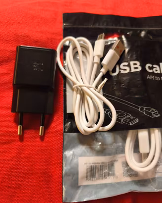 SAMSUNG FAST CHARGING 15W BIANCO O NERO+2 CAVI USB