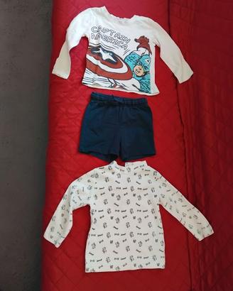 2 magliette e 1 pantaloncino da bambino