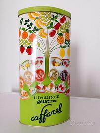 Scatola di latta Caffarel cilindrica