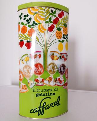 Scatola di latta Caffarel cilindrica