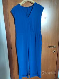 Tuta morbida senza maniche color blu cina