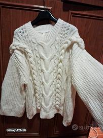 maglione bianco Trecce 