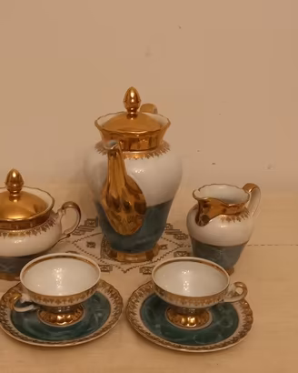servizio da caffè vintage in porcellana per 2