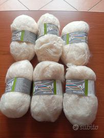 Sei gomitoli misto mohair color panna