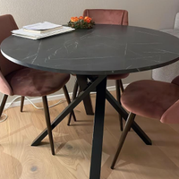 Tavolo da pranzo per 4 persone, stile marmo, nero