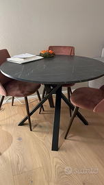 Tavolo da pranzo per 4 persone, stile marmo, nero