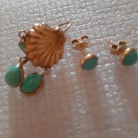 tris di orecchini in oro 18kt con turchesi 