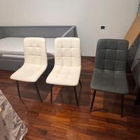 Set 3 sedie simil pelle bianco/nero