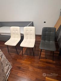 Set 3 sedie simil pelle bianco/nero