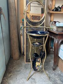 toiletta lavamani antica, blu con decori
