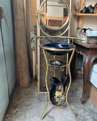 toiletta lavamani antica, blu con decori