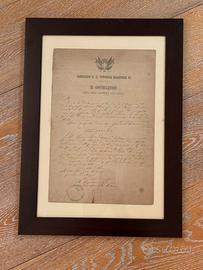 Decreto manoscritto regno Vittorio Emanuele II