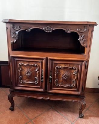 Mobile porta tv vintage in legno intarsiato