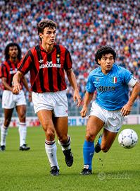 Fotografia Napoli Milan Maradona e Maldini 